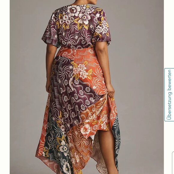 By Anthropologie V-Neck Flutter-Sleeve Buttoned Handkerchief Maxi Dress - Picture 2 of 9